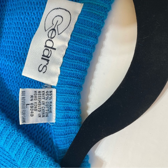 CEDAR  tight Knit beaded patch size L turquoise long sleeve pullover - Picture 9 of 9